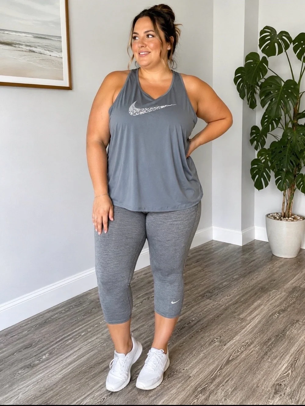 Nike XXXL baby blue  Performance Tank & gray Capri Set